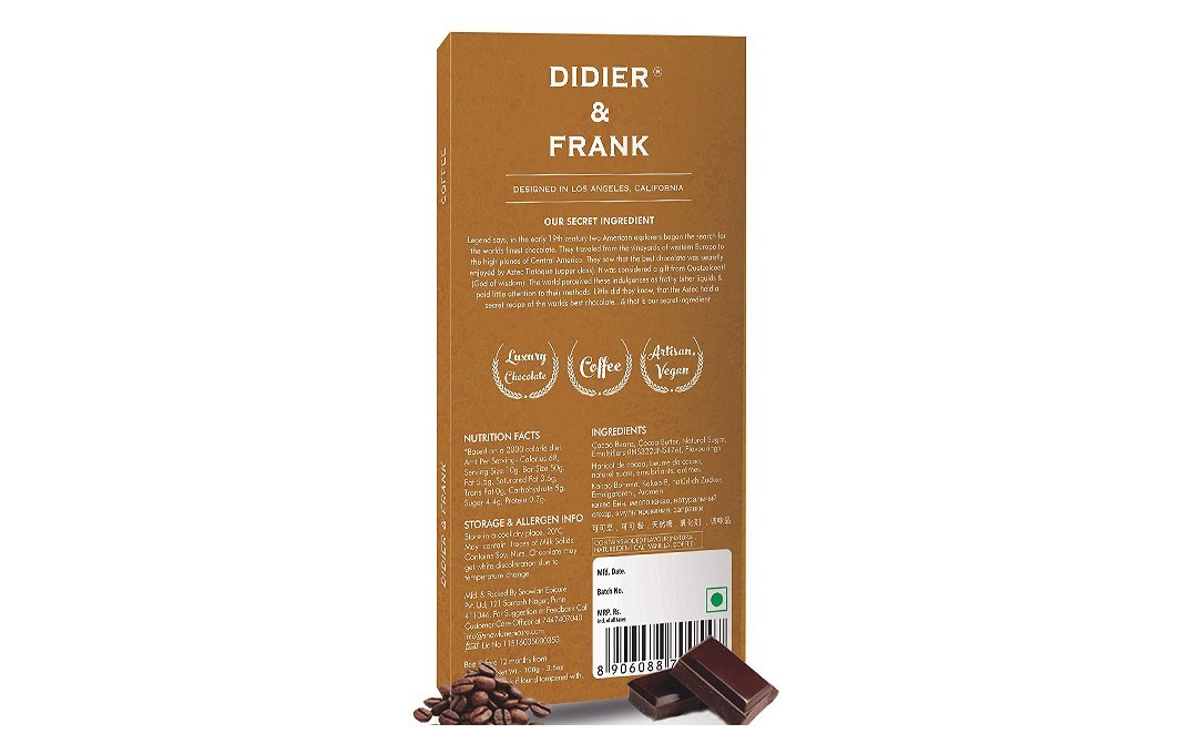 Didier & Frank Teddy Roosevelt Coffee Chocolate    Box  100 grams